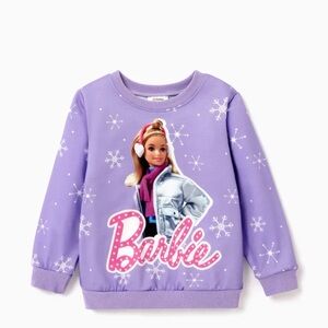 PatPat Lavender Barbie Graphic Sweatshirt with Snowflake Accents